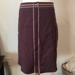 Elevenses Anthropologie Skirt Plum w Velvet trim